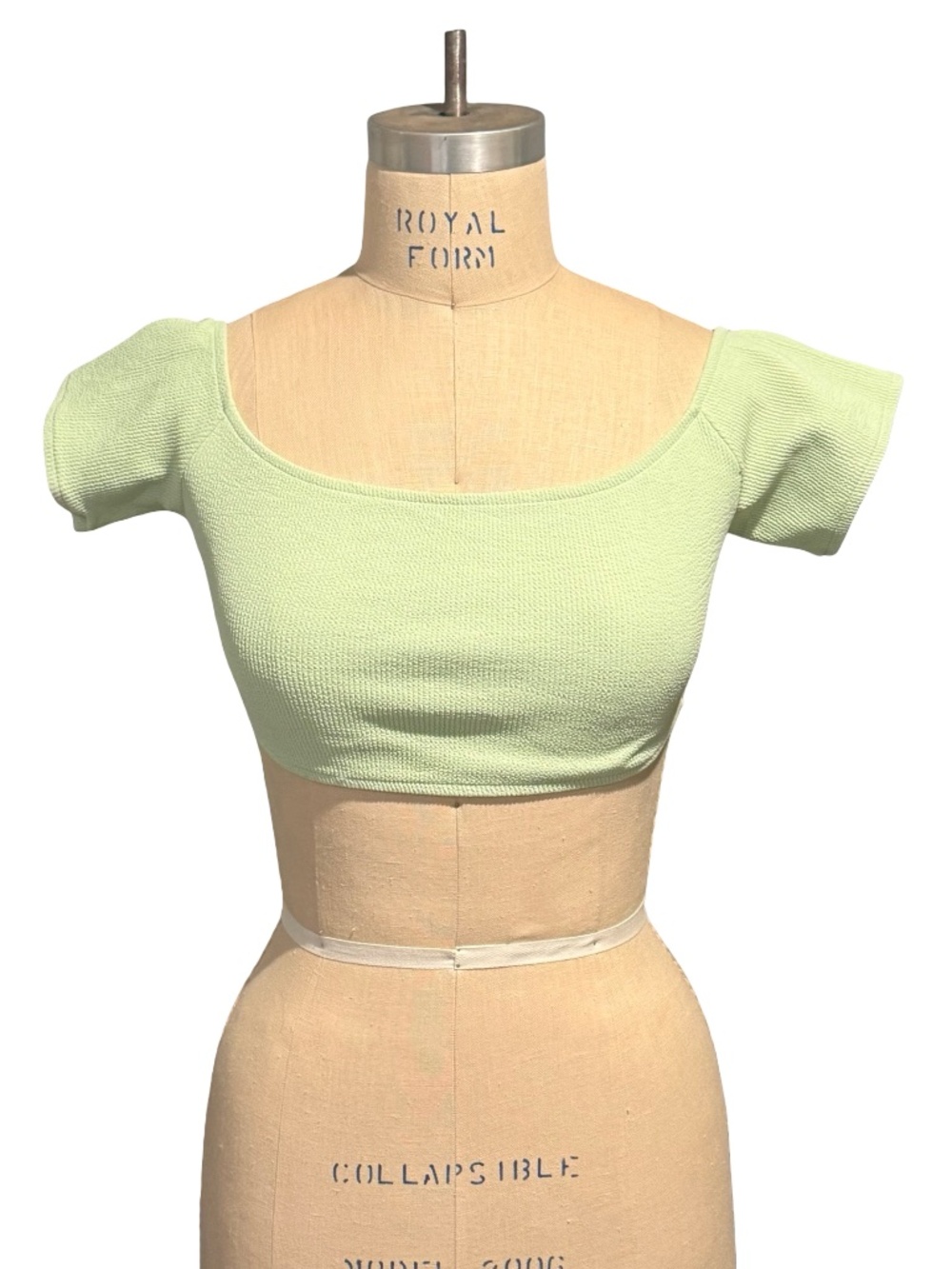 Zara Mint Green Off-Shoulder Swim Crop Top - Textured Bardot Bikini Top, Women's